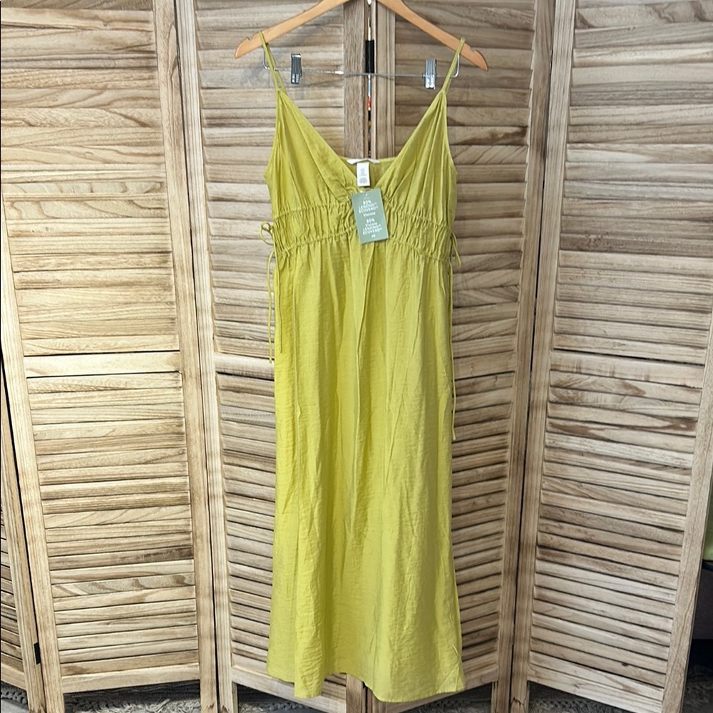 H&M Chartreuse Spaghetti Strap Dress